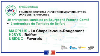 France Relance : Mac Plus - Usiduc - H2SYS soutenus au titre du fonds de soutien à l’investissement 
