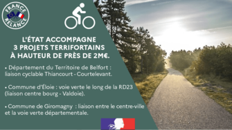 France Relance : aménagement cyclables - l'Etat accompagne 3 projets terrifortains