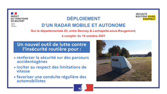Mise en place d'un radar autonome sur la RD 83 entre Denney et Lachapelle-sous-Rougemont